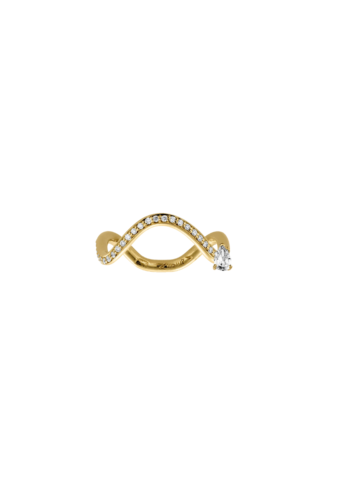 Petite comete engagement ring in 18k yellow gold and a 0.25 carats diamond and pavé diamond by Nayestones, Belgian creative jewelry. 