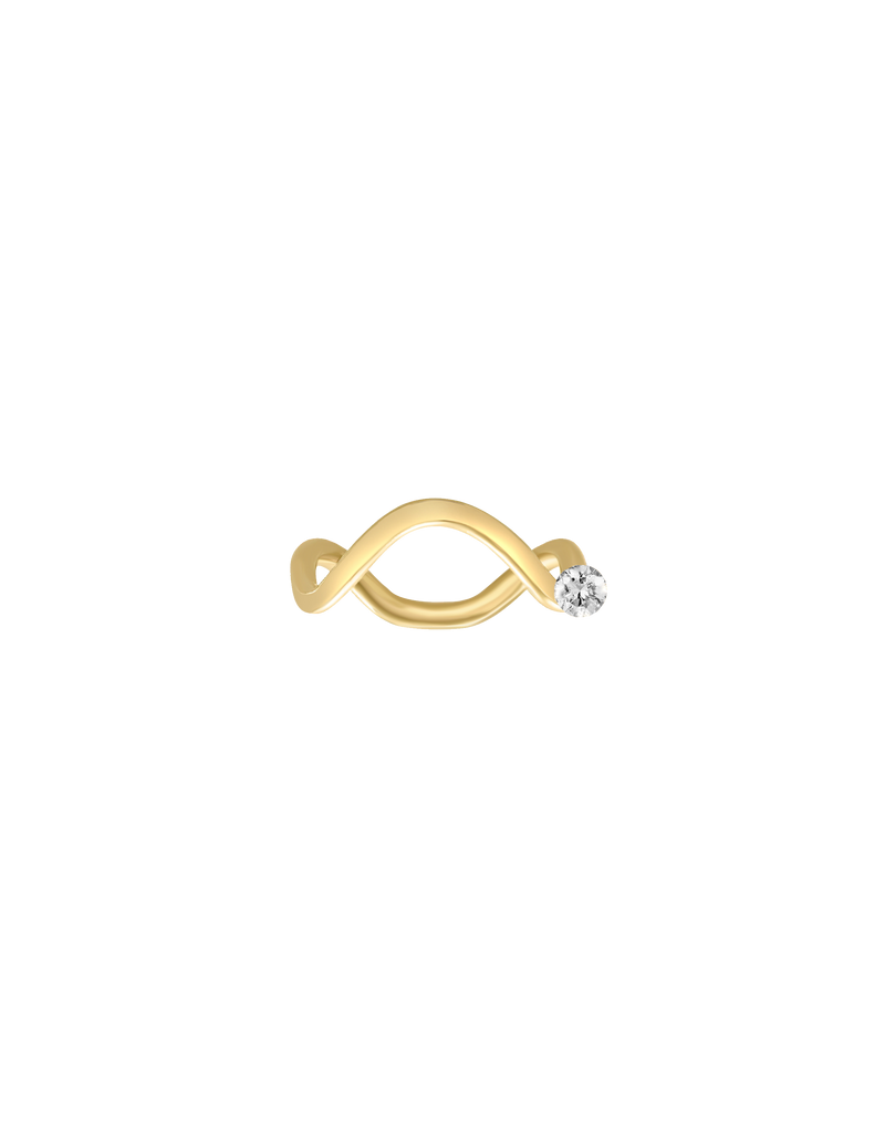 Petite Comète ring in 18k yellow gold with a 0.25ct round diamond by Nayestones, Belgian fine jewelry. Nayestones