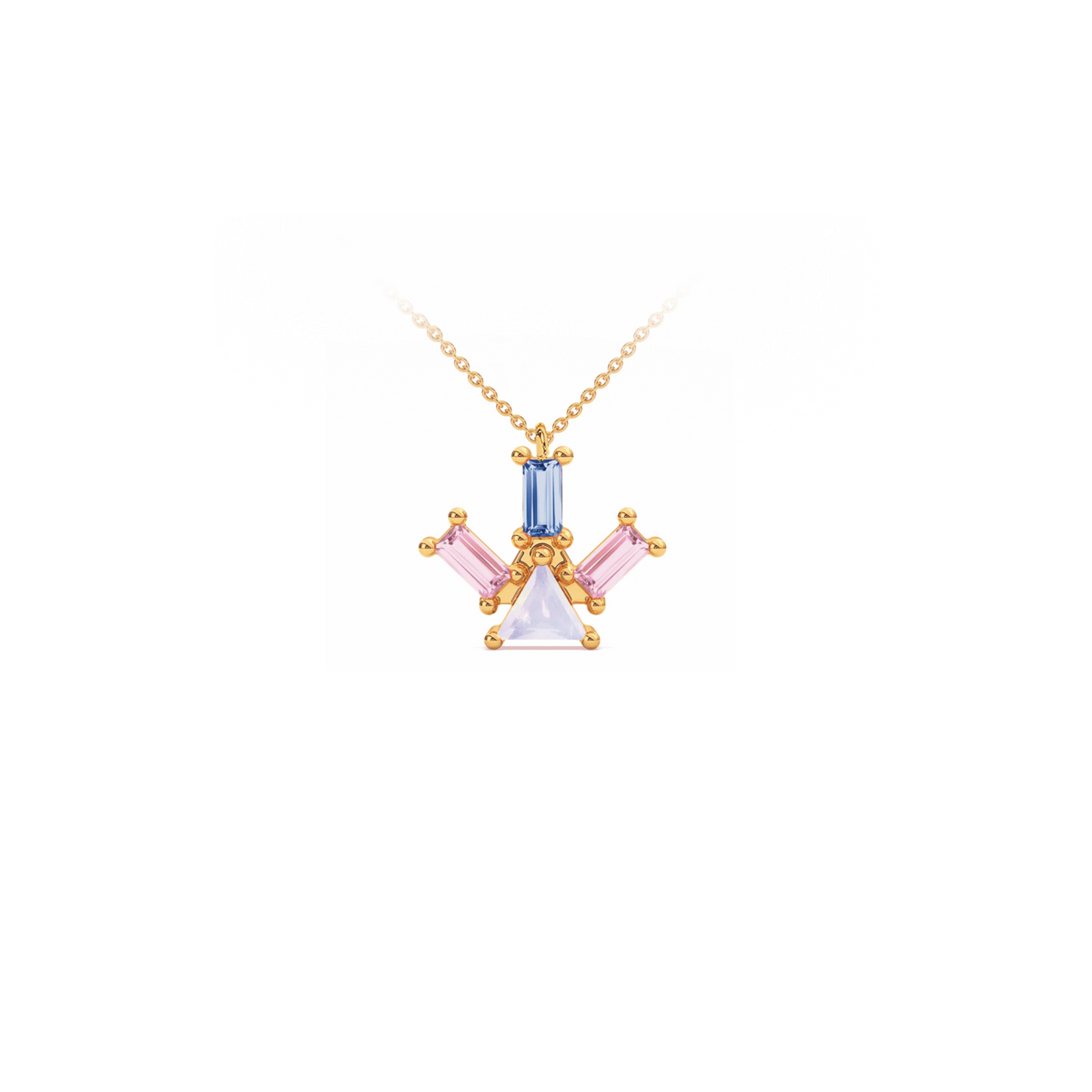PYRAMID RAY OPAL AND BLUE TOPAZ NECKLACE
