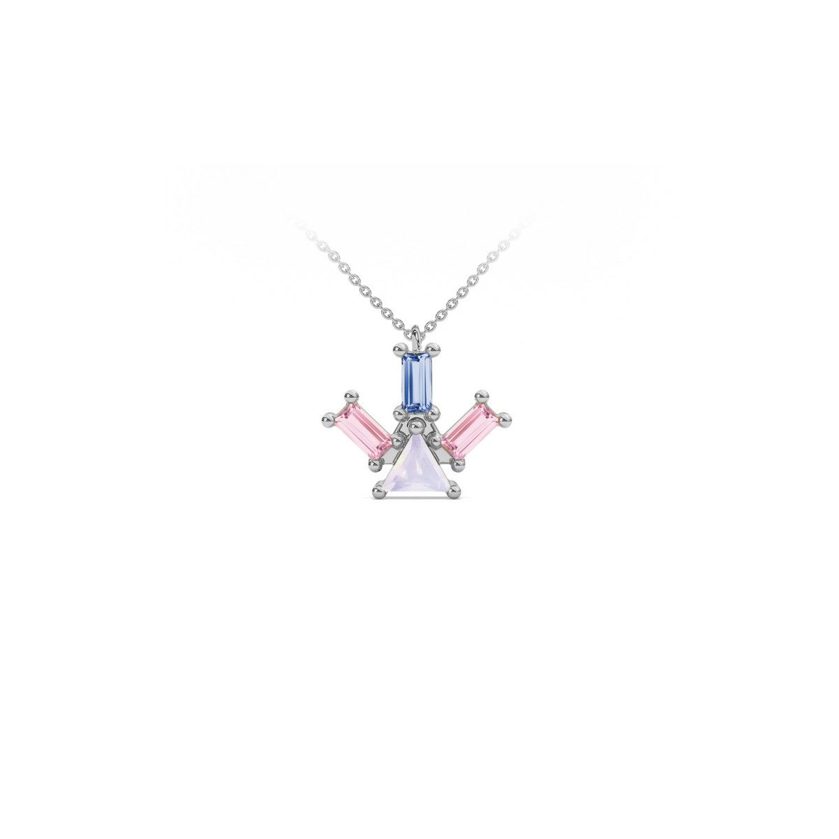 PYRAMID RAY OPAL AND BLUE TOPAZ NECKLACE