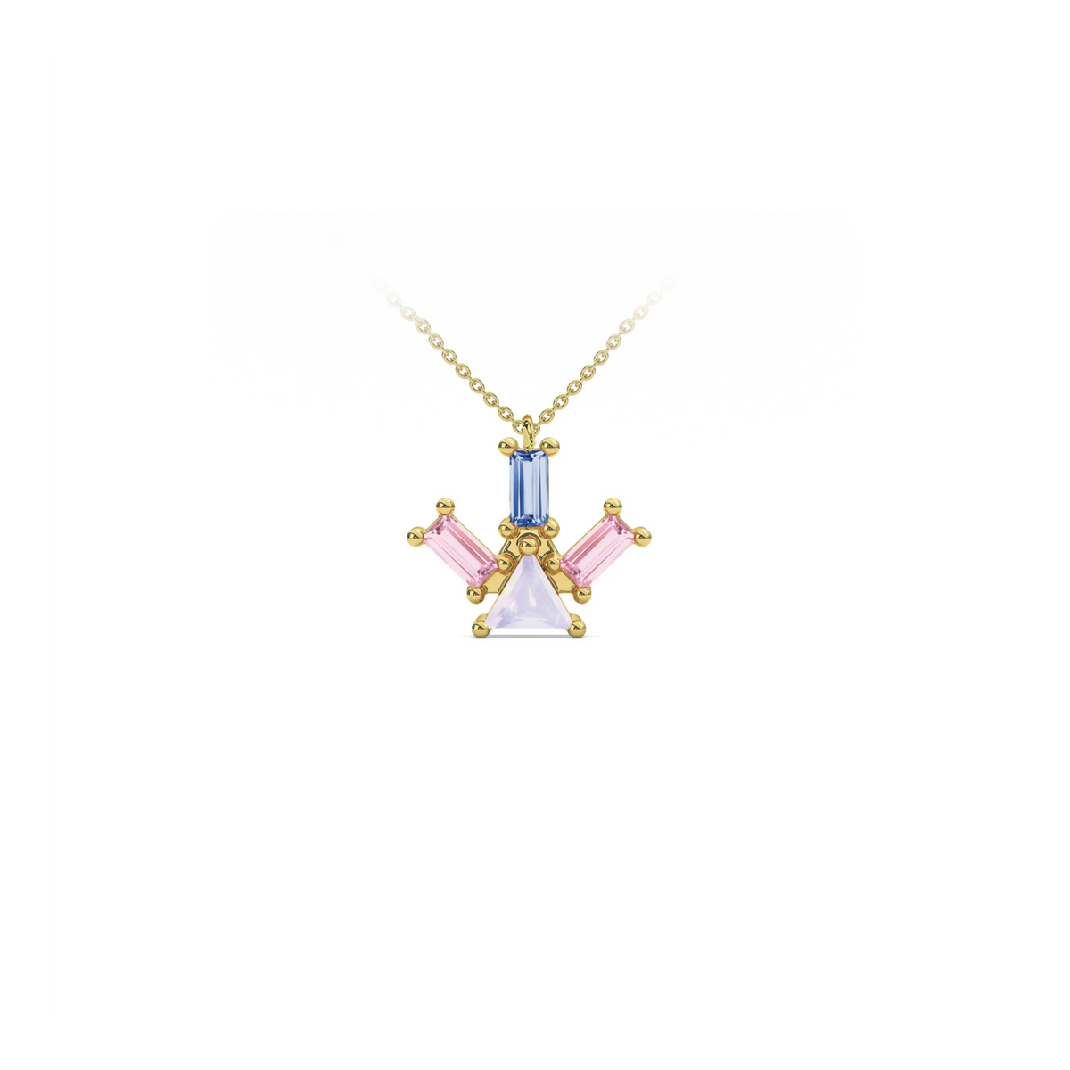 PYRAMID RAY OPAL AND BLUE TOPAZ NECKLACE