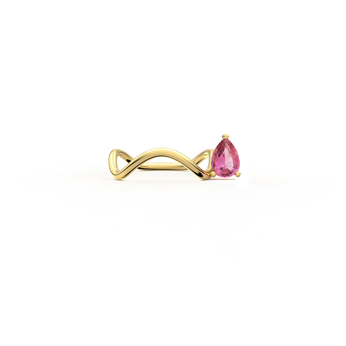 Yellow Gold ring with a pink tourmaline 