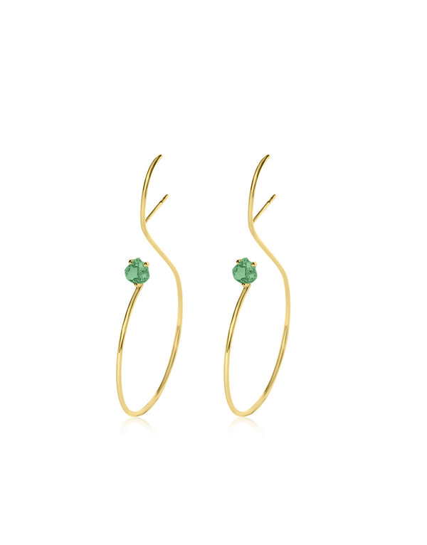 Signature Round Drop Earring 9K Yellow Gold with a round-cut peridot by Nayestones, Belgian Fine Jewelry.  Nayestones