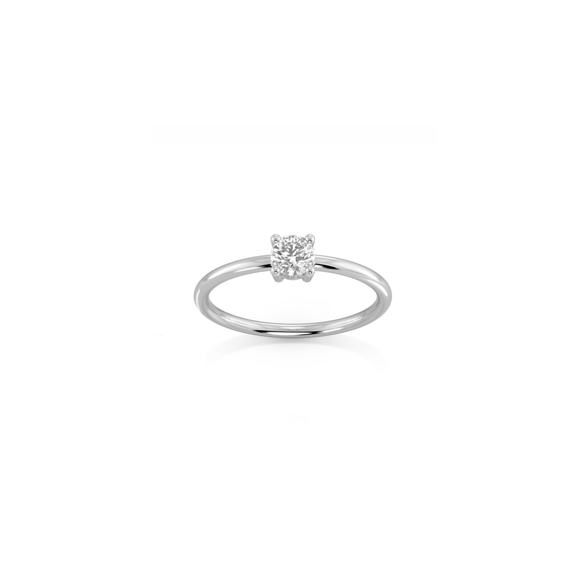 Solitaire diamond ring in 18k white gold with 0.25 carats diamond by Nayestones, Belgian fine jewelry. 