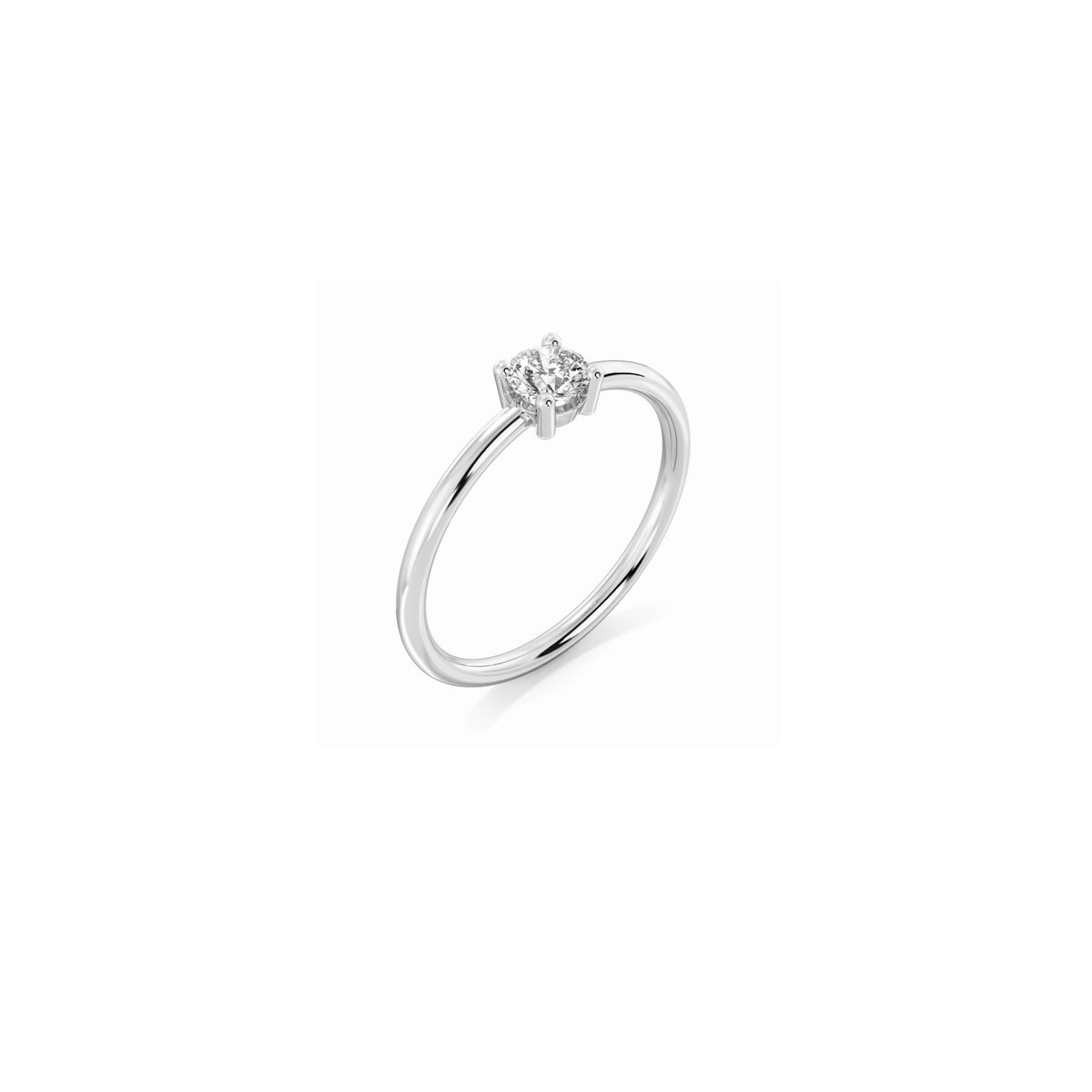 Solitaire diamond ring in 18k white gold with 0.25 carats diamond by Nayestones, Belgian fine jewelry. 