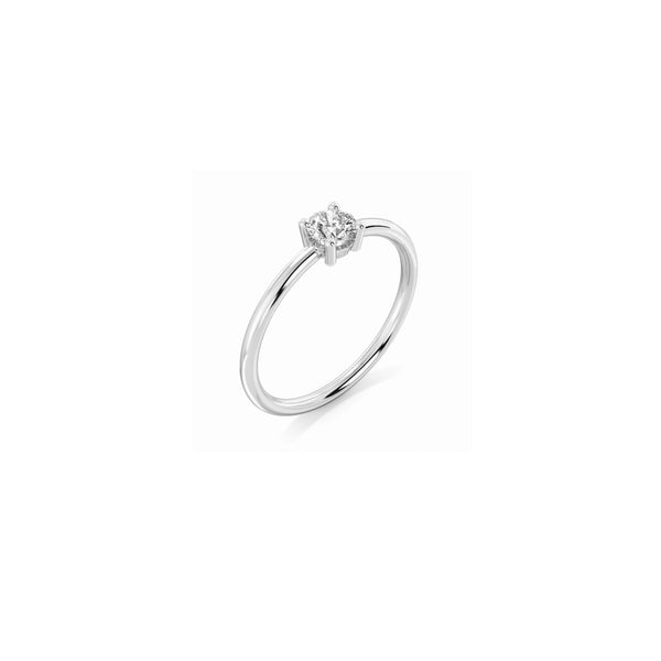 Solitaire diamond ring in 18k white gold with 0.25 carats diamond by Nayestones, Belgian fine jewelry.  Nayestones