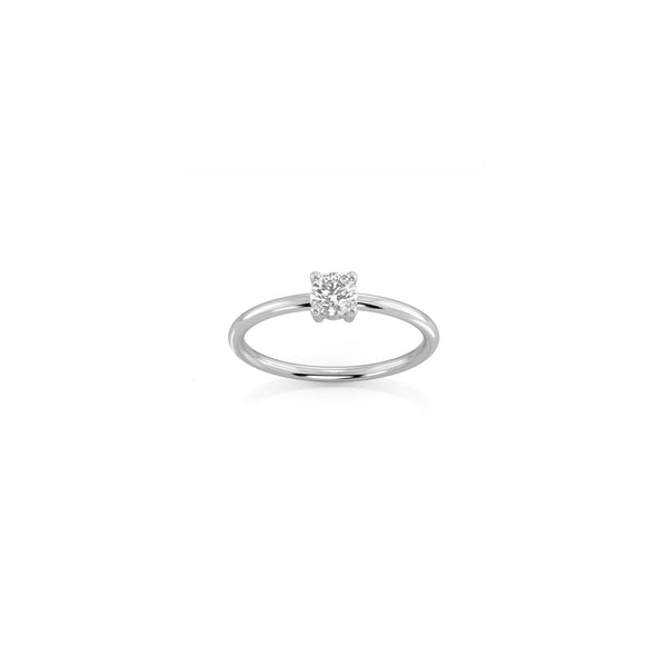 Solitaire diamond ring in 18k white gold with 0.25 carats diamond by Nayestones, Belgian fine jewelry.  Nayestones