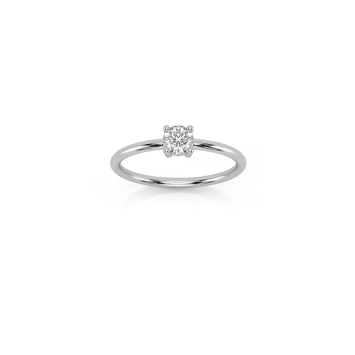 Solitaire diamond ring in 18k white gold with 0.50 carats diamond by Nayestones, Belgian fine jewelry. 