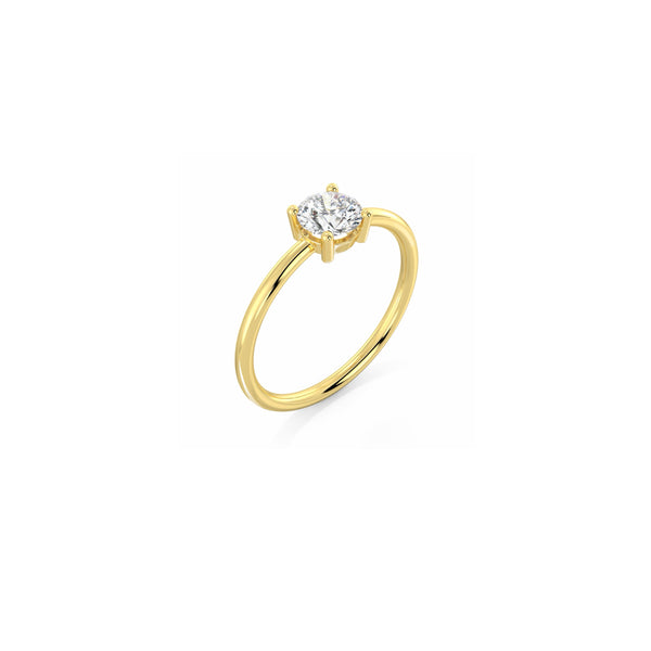 Solitaire diamond ring in 18k yellow gold with 0.50 carats diamond by Nayestones, Belgian fine jewelry.  Nayestones