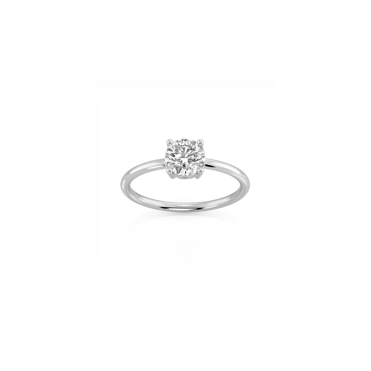 Solitaire diamond ring in 18k white gold with 0.75 carats diamond by Nayestones, Belgian fine jewelry. 
