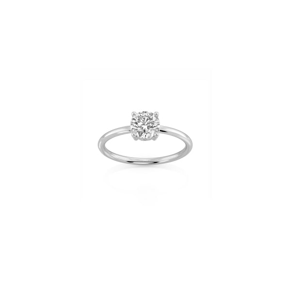 Solitaire diamond ring in 18k white gold with 0.75 carats diamond by Nayestones, Belgian fine jewelry.  Nayestones