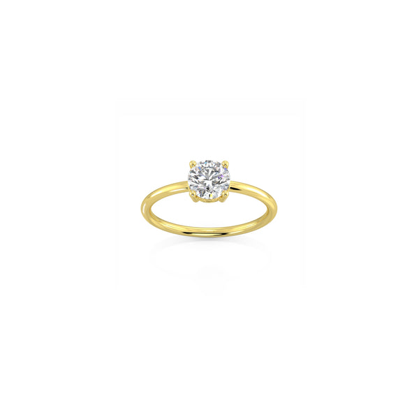 Solitaire diamond ring in 18k yellow gold with 0.75 carats diamond by Nayestones, Belgian fine jewelry.  Nayestones