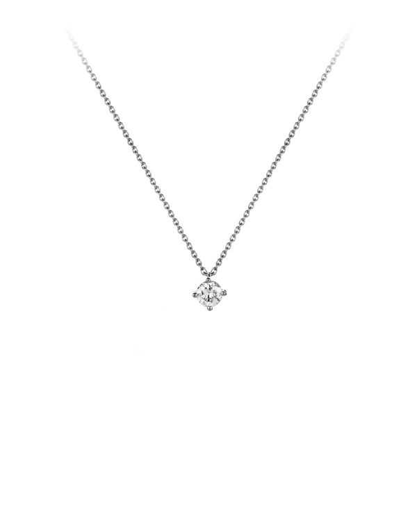 Solitaire Diamond Necklace in 18k white gold with a round cut diamond in 0.5 carats diamond by Nayestones, Belgian Fine Jewelry.   Nayestones