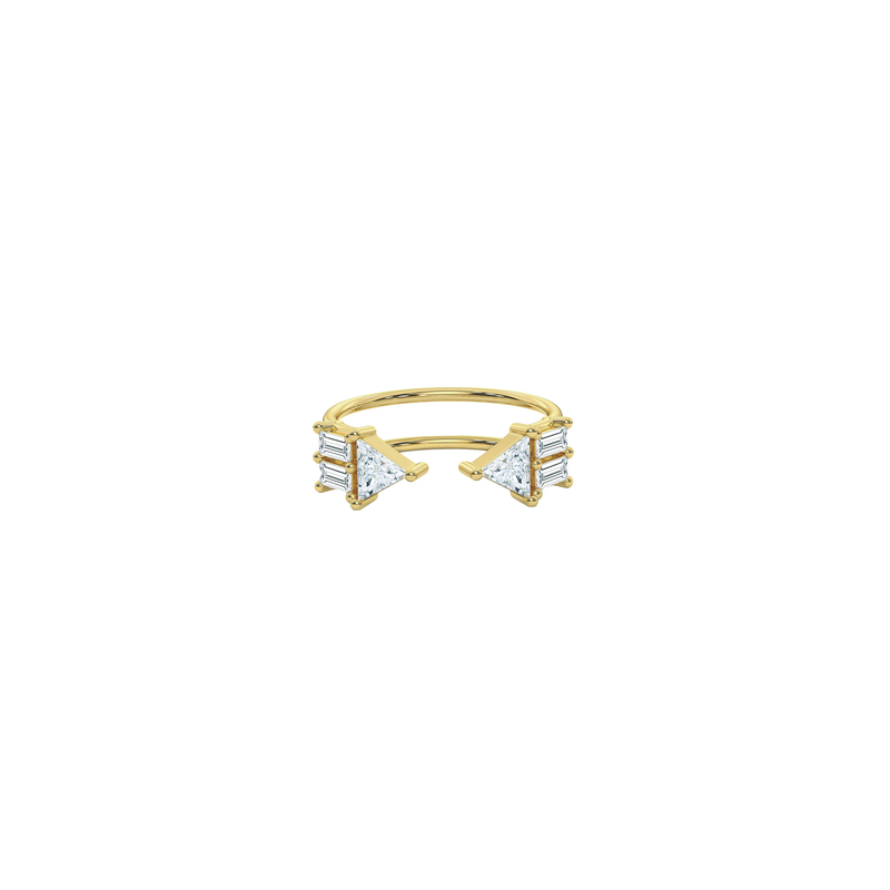 Atlante Diamond 18 carat Gold ring featuring two trillion  stone and four baguette  - Lab grown Diamonds Nayestones