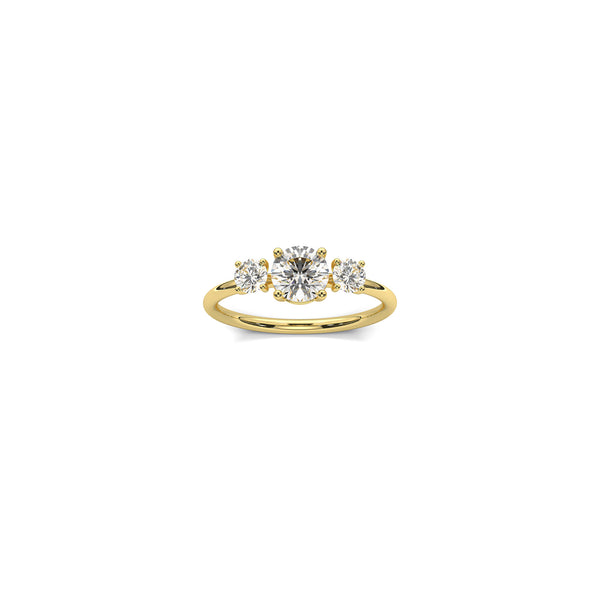 Wedding Diamond Band 0.75 carats center stone and 2 0.018 stone on each side - 18K recycled Gold