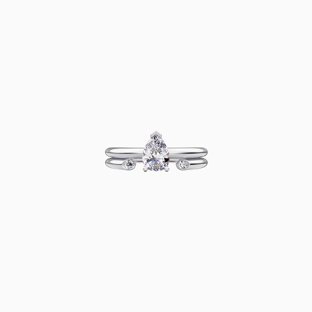 MOON SOLITAIRE V PEAR DIAMOND RING SET