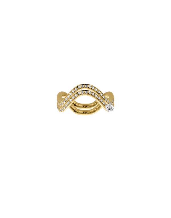 double band features small diamonds along the band with brilliant diamond round cut 18k gold by Nayestones