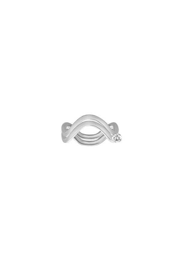 double petite comete engagement ring in 18k white gold with a 0.25 carat round diamond by Nayestones, Belgian fine jewelry.  Nayestones