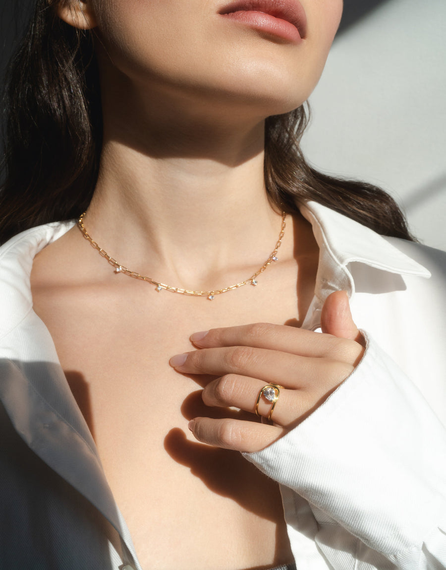 Necklace 18K gold diamond - Eva diamond necklace -  Nayestones Antwerp