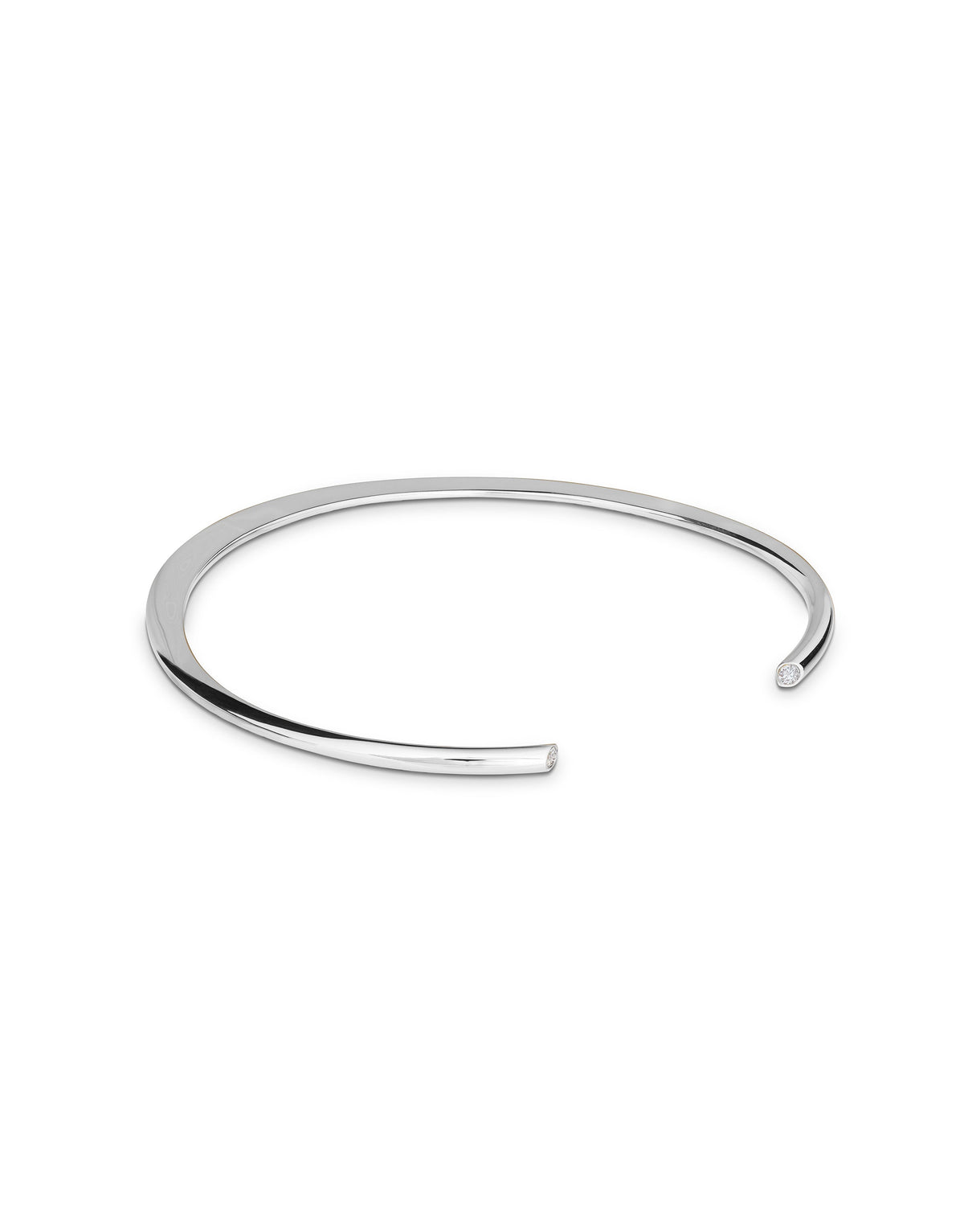 Full Moon bracelet in 8K White Gold with Two 0.06ct White Diamonds by Nayestones, Belgian fine jewelry. 