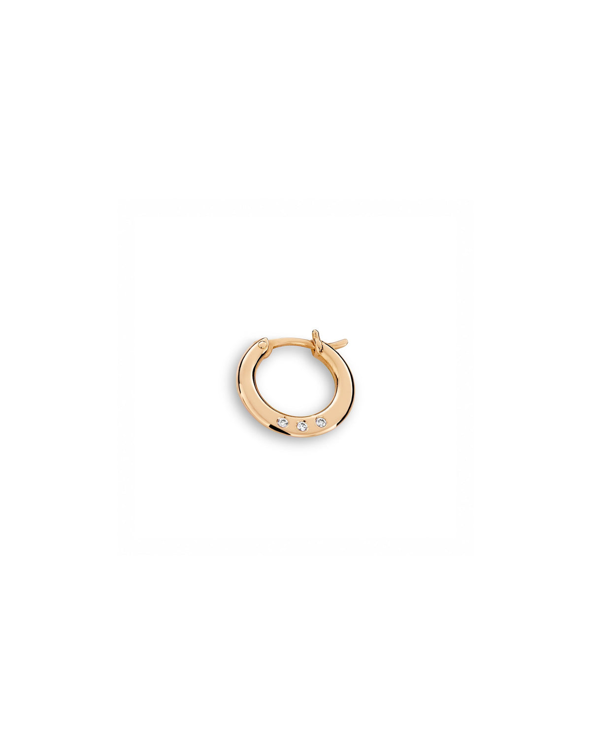 Full Moon small créole Diamond Earrings in 18K pink gold with diamonds by Nayestones, Belgian fine jewelry.