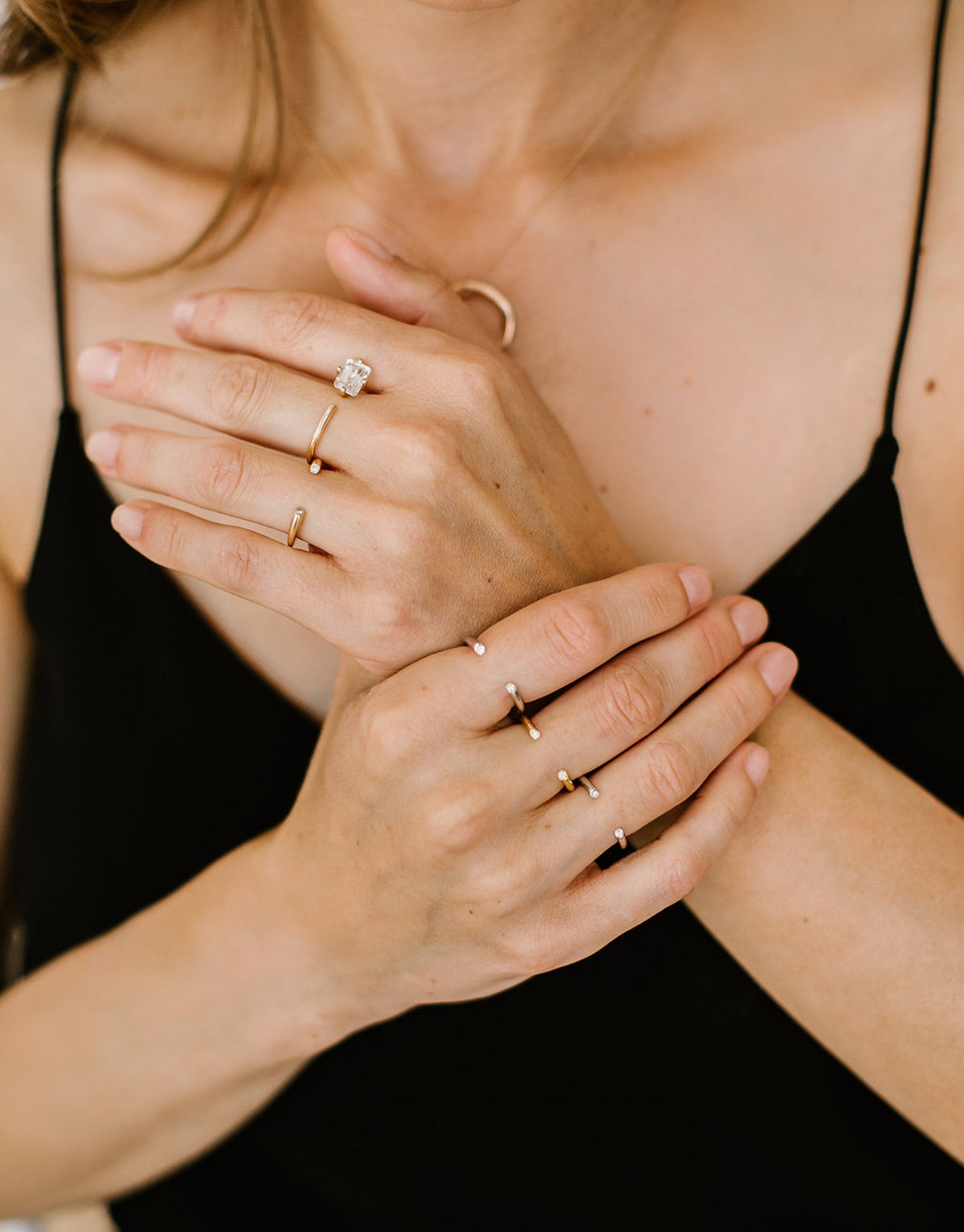 Bague en or 18 carats sertie de diamants - Bague Pleine Lune en diamants - Nayestones