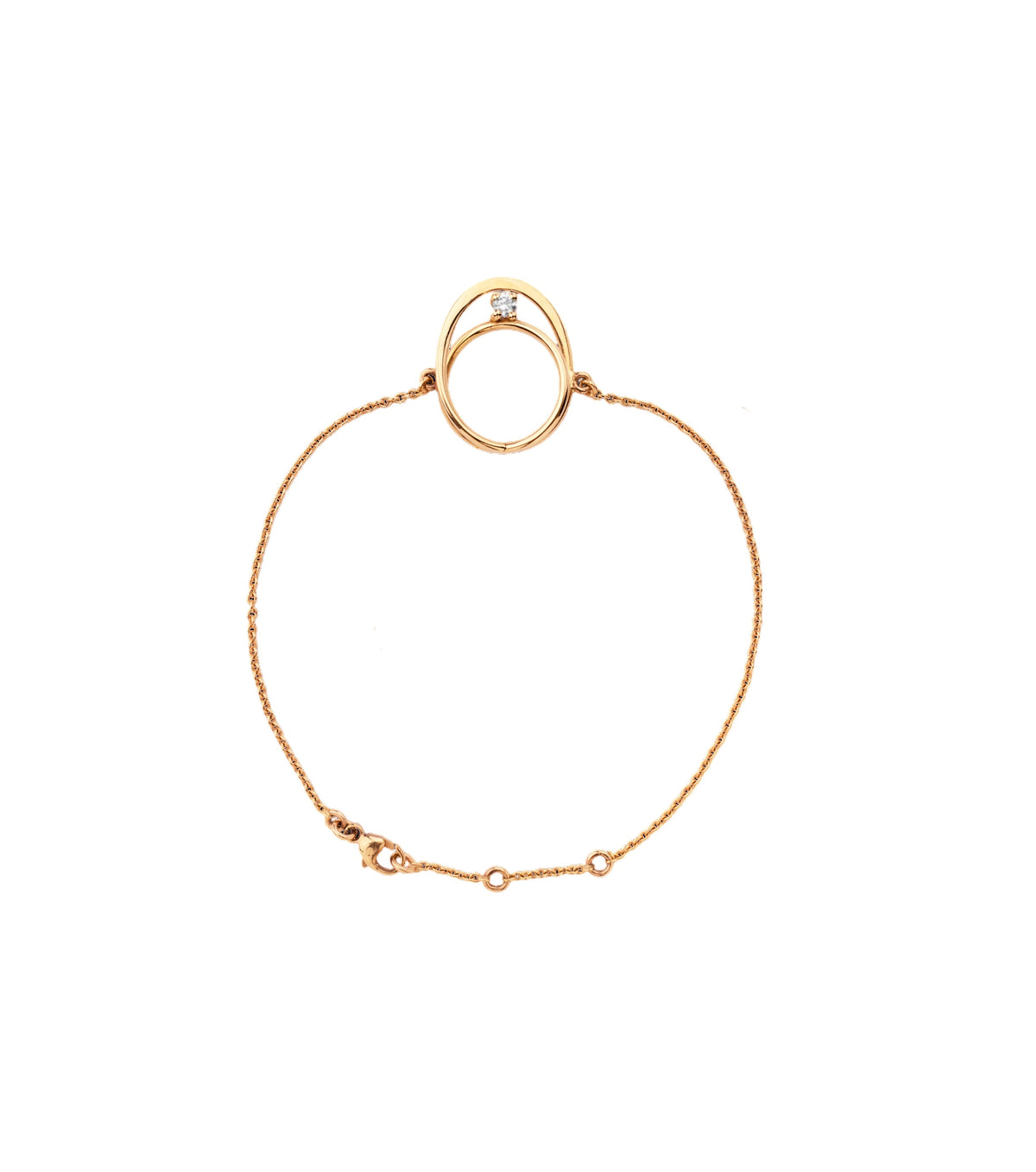 Moon Ellipse bracelet in 18K pink gold with 0.05 carats diamond by  Nayestones, Belgian fine jewelry. 