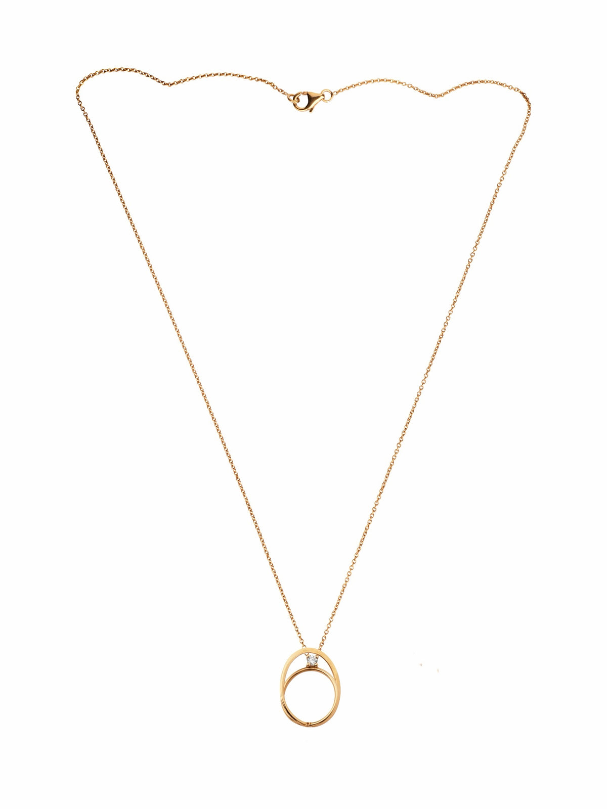 Moon Ellipse necklace in 18K pink gold with 0.05 carats diamond by  Nayestones, Belgian fine jewelry. 