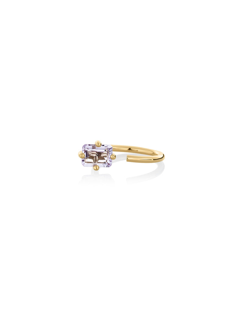 octagone gold ring amethyst - contemporary designer jewelry by Nayestones made in Antwerp Nayestones