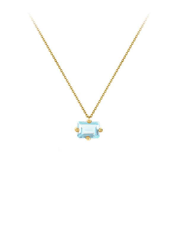 9k yellow gold octogone necklace-personalized octogone necklace aquamarine - Nayestones