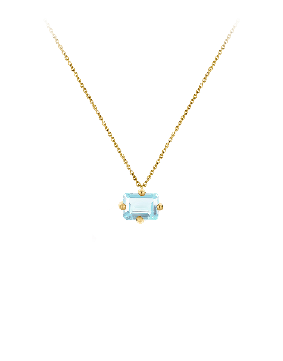 9k yellow gold octogone necklace-personalized octogone necklace aquamarine - Nayestones