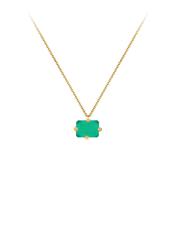 9k yellow gold octogone necklace-personalized octogone necklace green onyx - Nayestones
