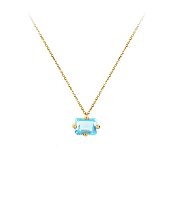 9k yellow gold octogone necklace-personalized octogone necklace sky blue topaz - Nayestones