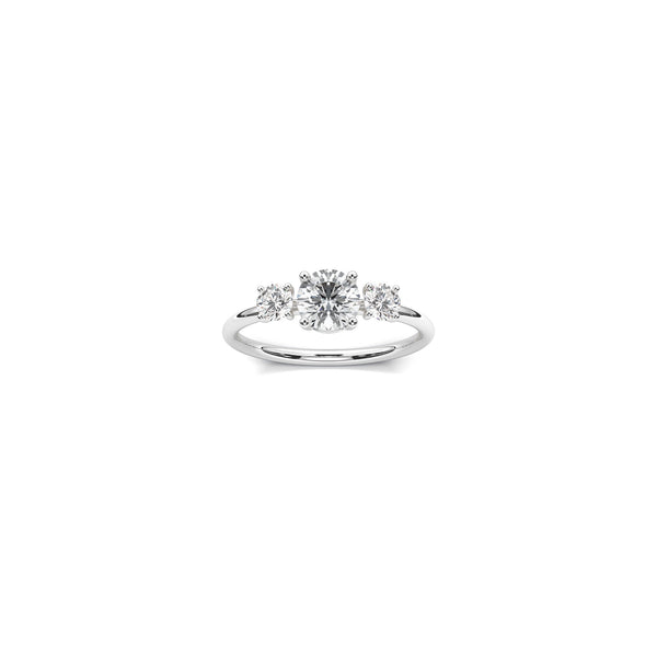 Wedding Diamond Band 0.75 carats center stone and 2 0.018 stone on each side - 18K recycled White Gold