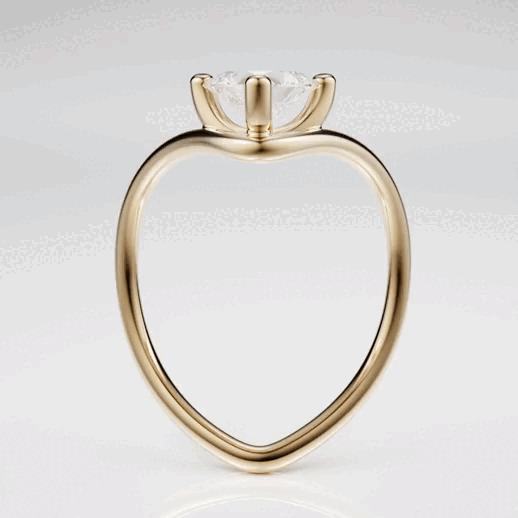 Heart Gold Ring in 18k yellow gold with a 0.75 carat diamond by Nayestones, Belgian fine jewelry 