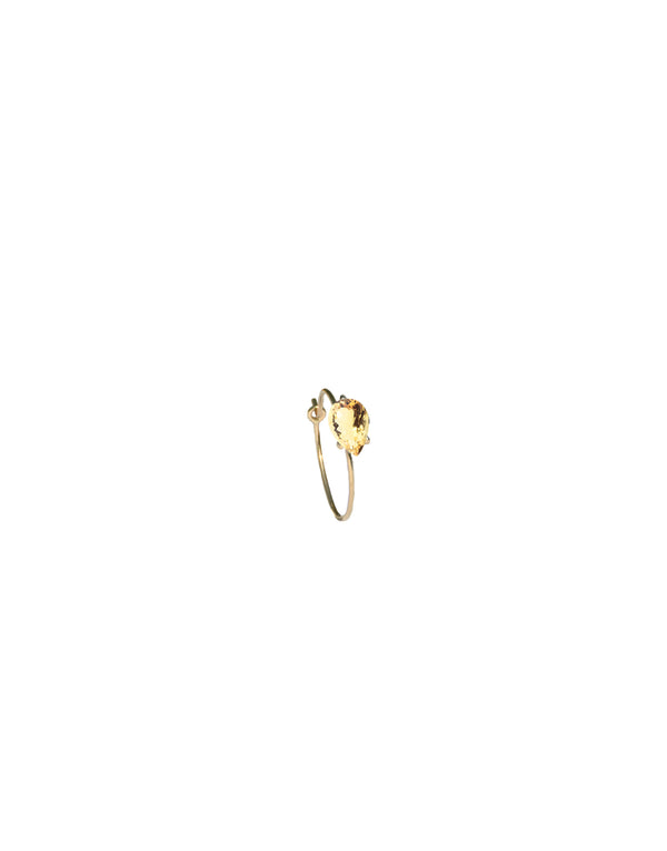 Petite Bloom Earring in 9k yellow Gold with a pear-cut citrine by Nayestone, Belgian Fine Jewelry. Nayestones