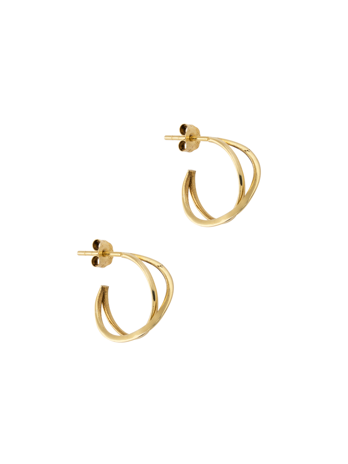 Moon Ellipse Creole earrings in 14k and 18k yellow gold by Nayestones, Belgian fine jewelry. 