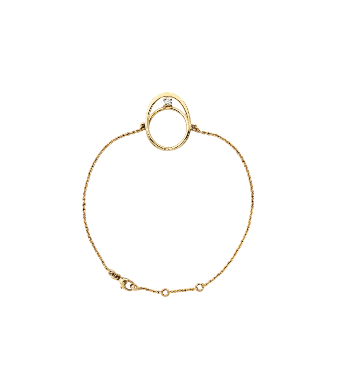 Moon Ellipse bracelet in 18K yellow gold with 0.05 carats diamond by  Nayestones, Belgian fine jewelry. 