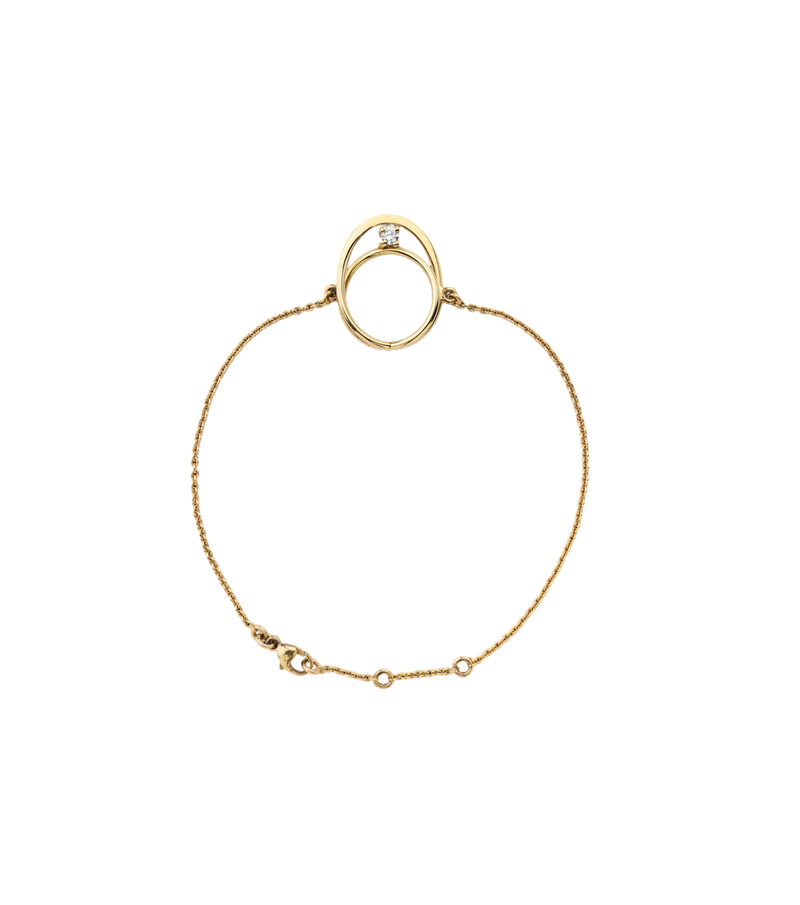 Moon Ellipse bracelet in 18K yellow gold with 0.05 carats diamond by  Nayestones, Belgian fine jewelry.  Nayestones