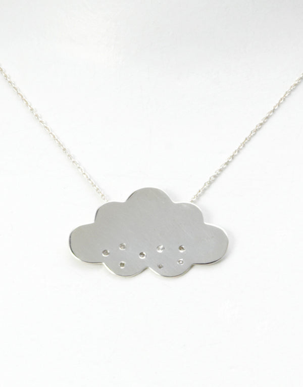 Silver Necklace with diamonds - Cloud Necklace silver - Nayestones