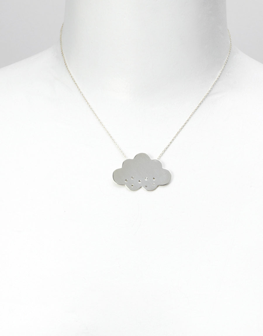 Silver Necklace with diamonds - Cloud Necklace silver - Nayestones