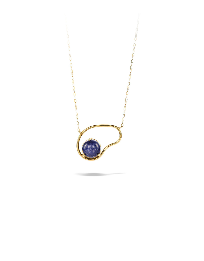 Necklace 9K gold Lapis - neon small necklace -  Nayestones Antwerp Nayestones