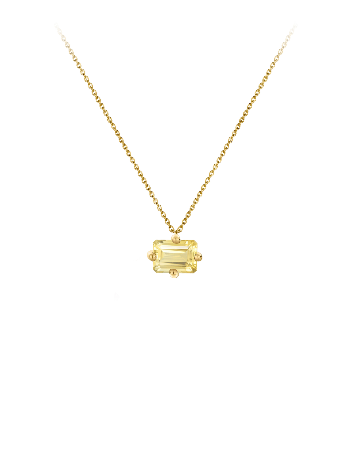 Signature octogone necklace in 9k yellow gold with an octagon-cut citrine by Nayestones, Belgian fine jewelry. 