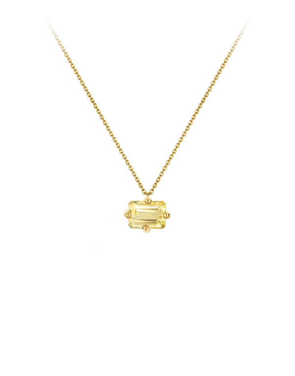 Signature octogone necklace in 9k yellow gold with an octagon-cut citrine by Nayestones, Belgian fine jewelry.  Nayestones