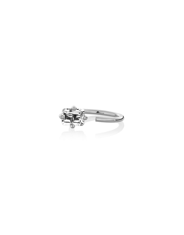 Ring 9K white gold white topaz- Personalized octogone ring - Nayestones