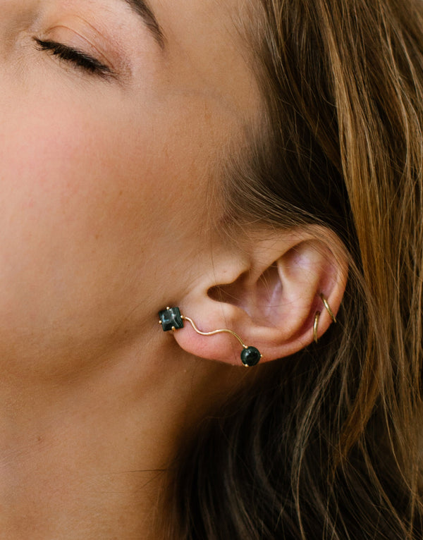 18k yellow gold earring with malachite - Earring Eloise Malachite - Nayestones  Edit alt text