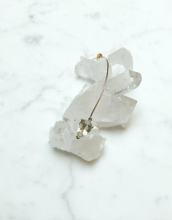 Earring 9K gold with green amethyst - Arch bloom earring - Nayestones