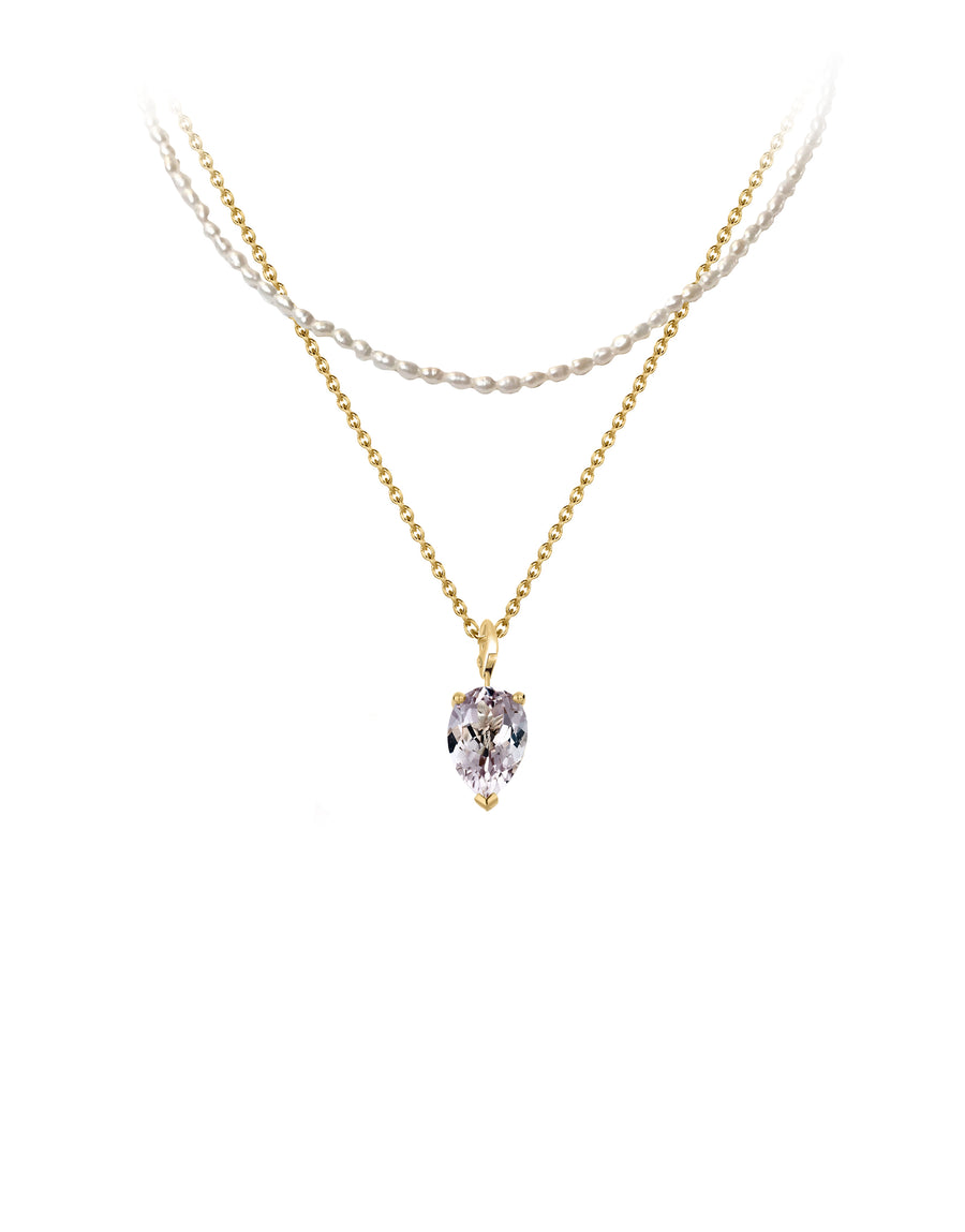 Necklace 9K gold amethyst and pearls - bloom necklace pearl and amethyst - Nayestones