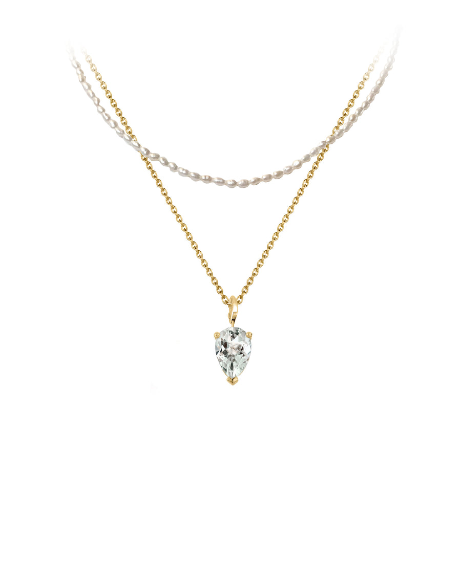 Discover elegance with Nayestones' adjustable 9K gold Amethyst green BLOOM CHARM  necklace, a stunning combination of pearls and chains designed for stacking.