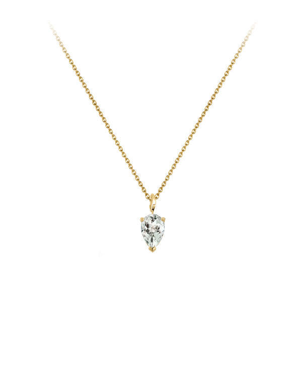 9K sustainable gold Necklace light green amethyst pear cut stone - bloom necklace amethyst - Nayestones